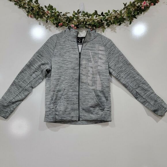 Nike Boys XLarge Just Do It Dri Fit Full Zip Grey Hooded Jacket Athletic Sports - Picture 1 of 8